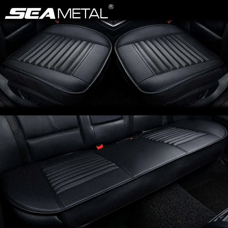 PU Leather Car Seat Cover Universal Pad Mat-3pcs Beige