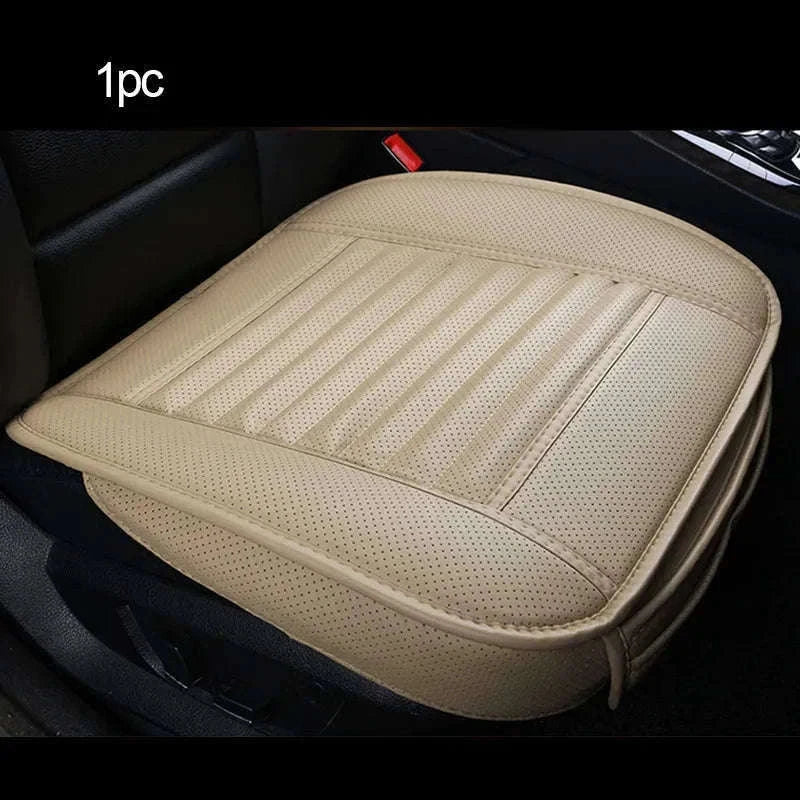 PU Leather Car Seat Cover Universal Pad Mat-3pcs Beige