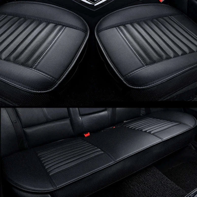 PU Leather Car Seat Cover Universal Pad Mat-3pcs Beige