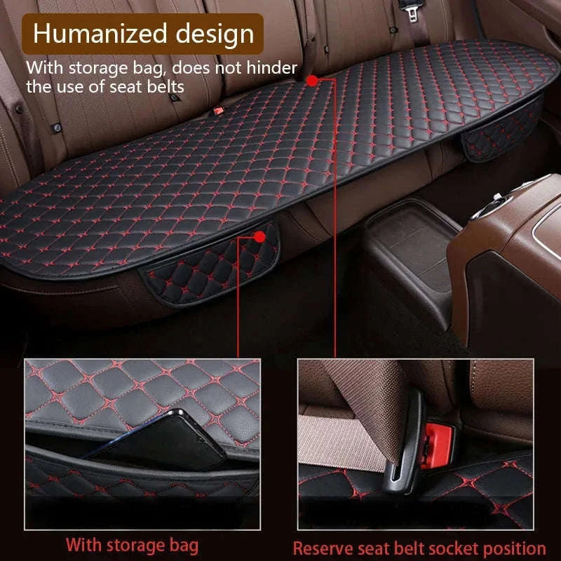 PU Leather Car Seat Cover with Storage Pocket-White Rear 1pc