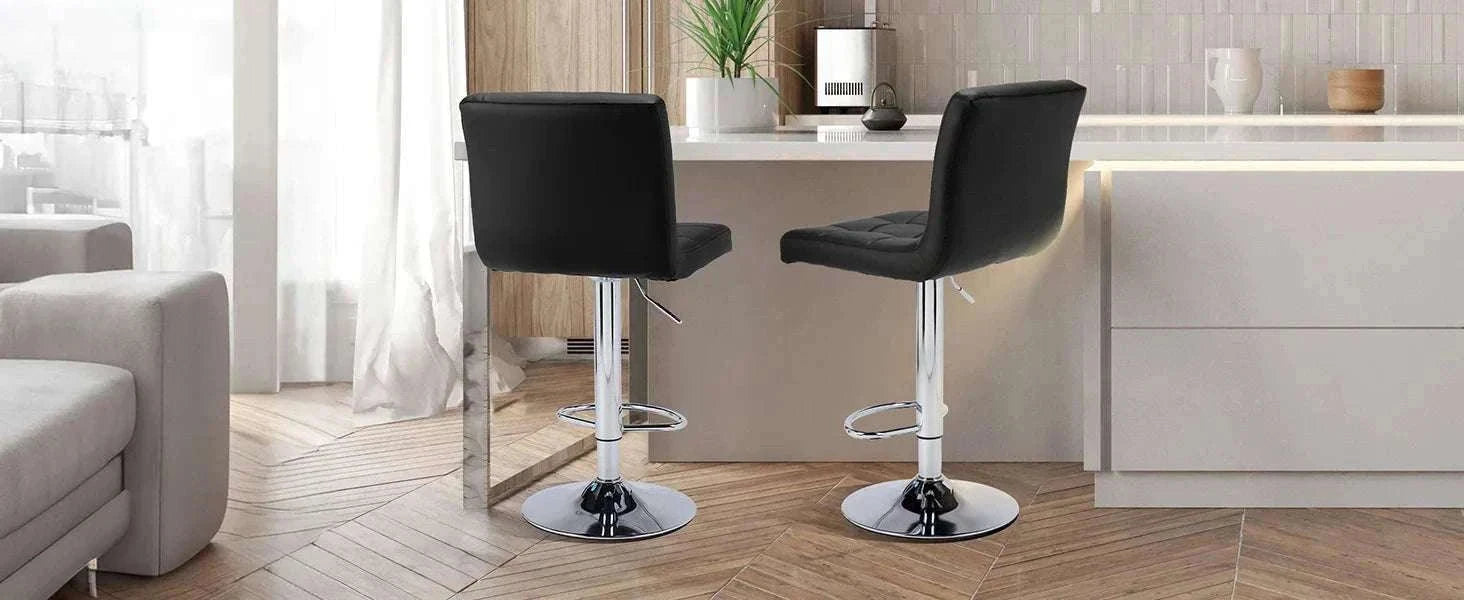 PU Leather Counter Height Bar Stools Set of 2 with Backrest-black / United States