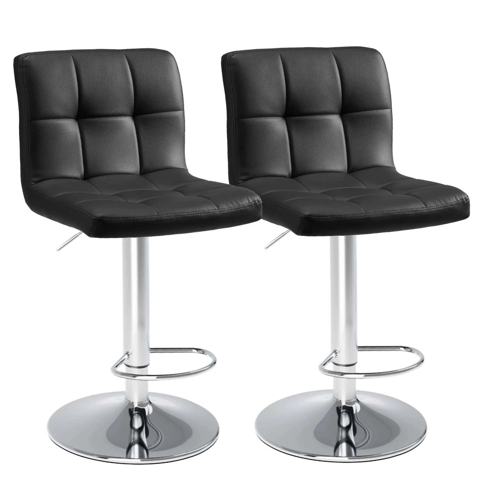 PU Leather Counter Height Bar Stools Set of 2 with Backrest-black / United States