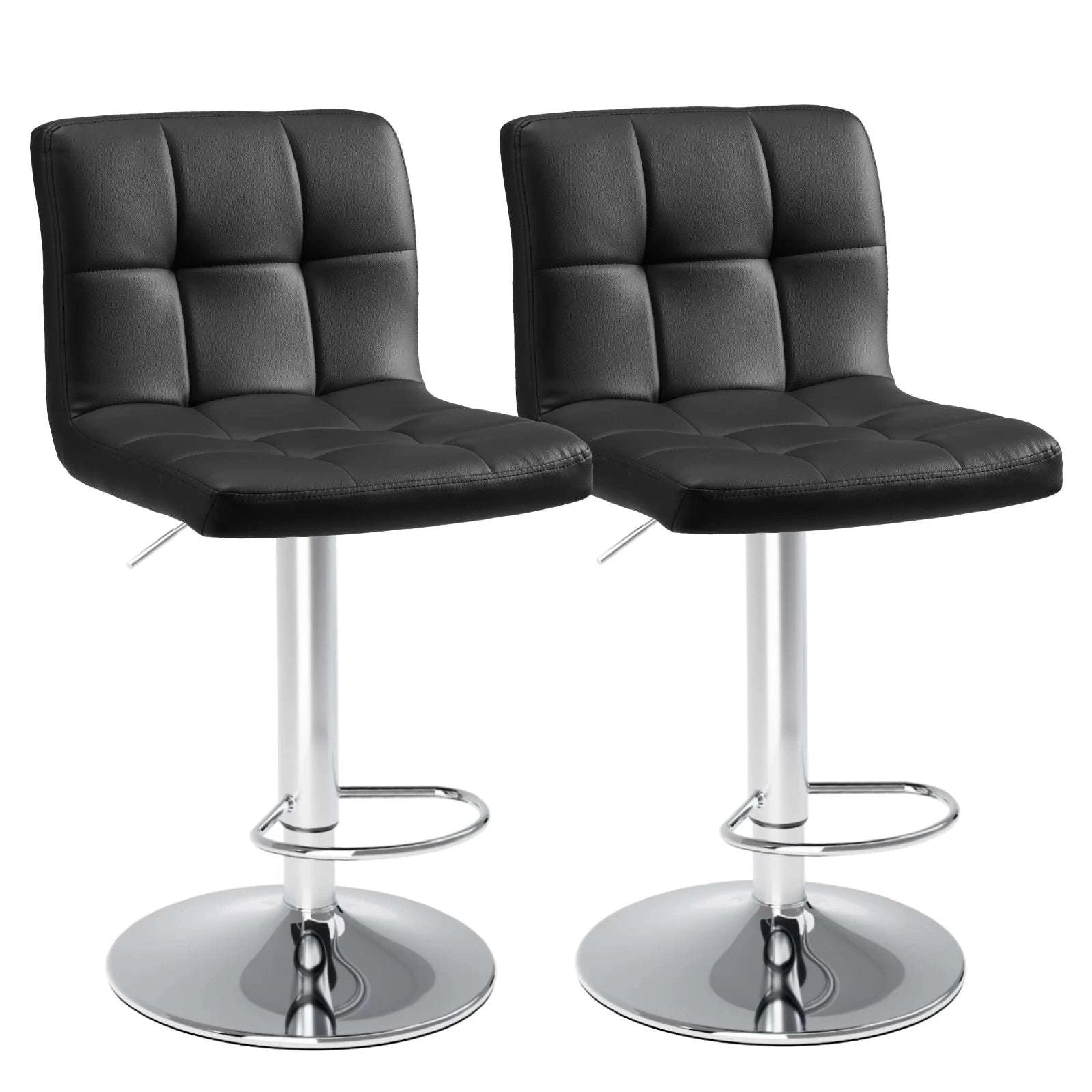 PU Leather Counter Height Bar Stools Set of 2 with Backrest-black / United States