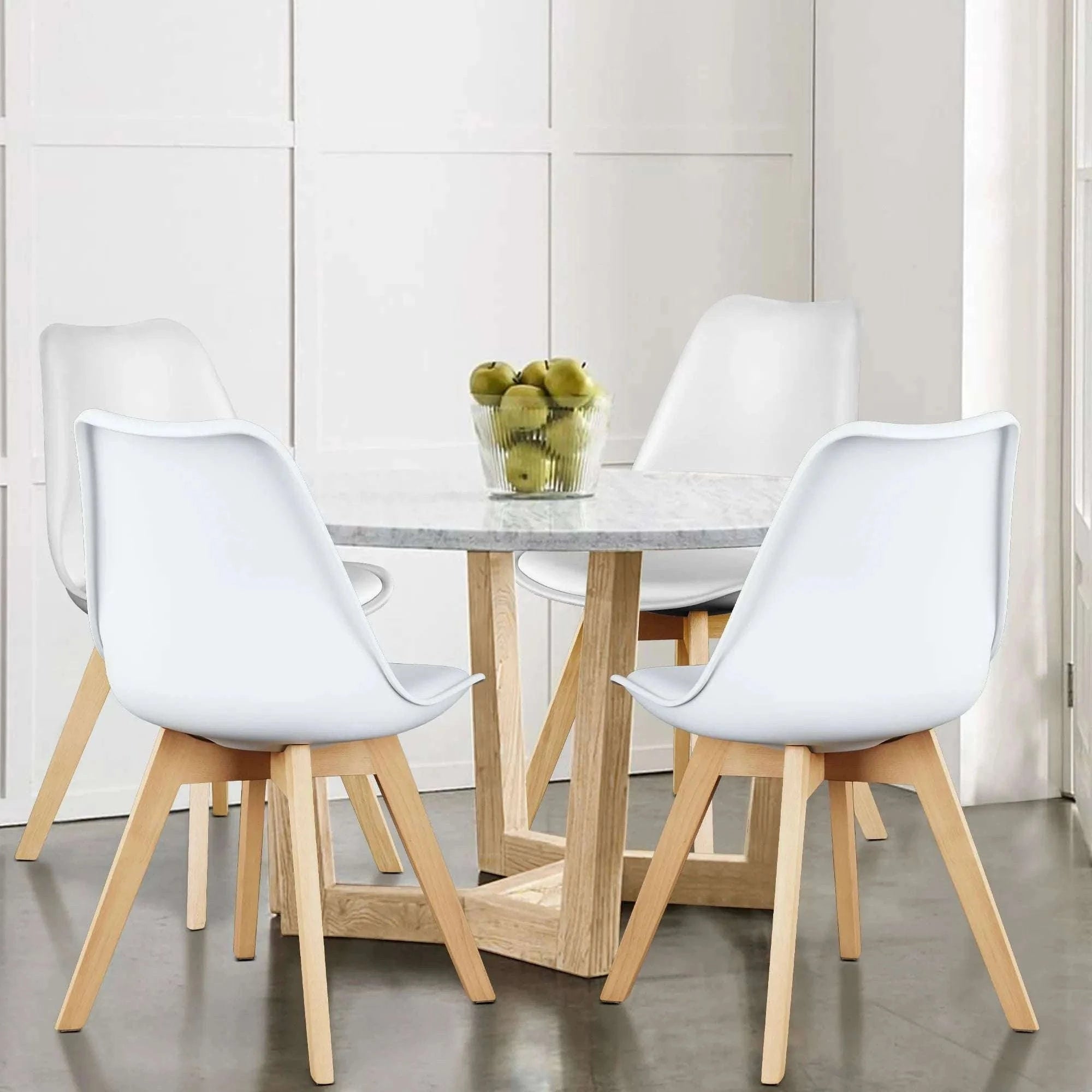 PU Leather Dining Chairs Set of 4 with Wooden Legs for Home-BLACK / United States