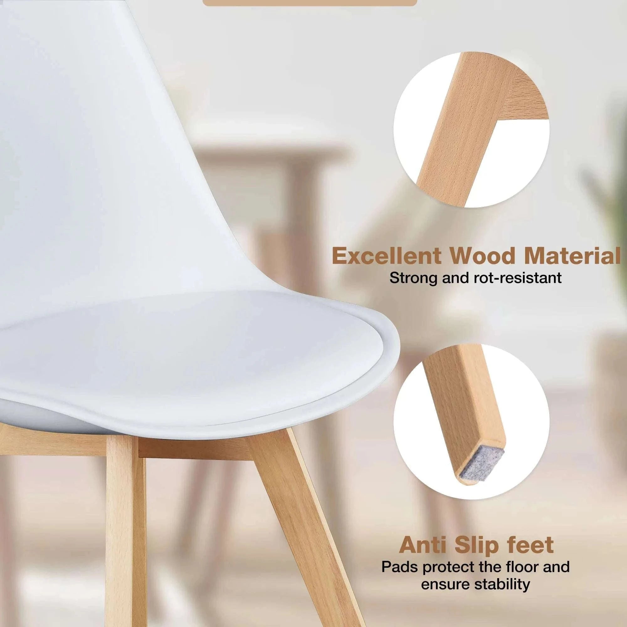 PU Leather Dining Chairs Set of 4 with Wooden Legs for Home-BLACK / United States