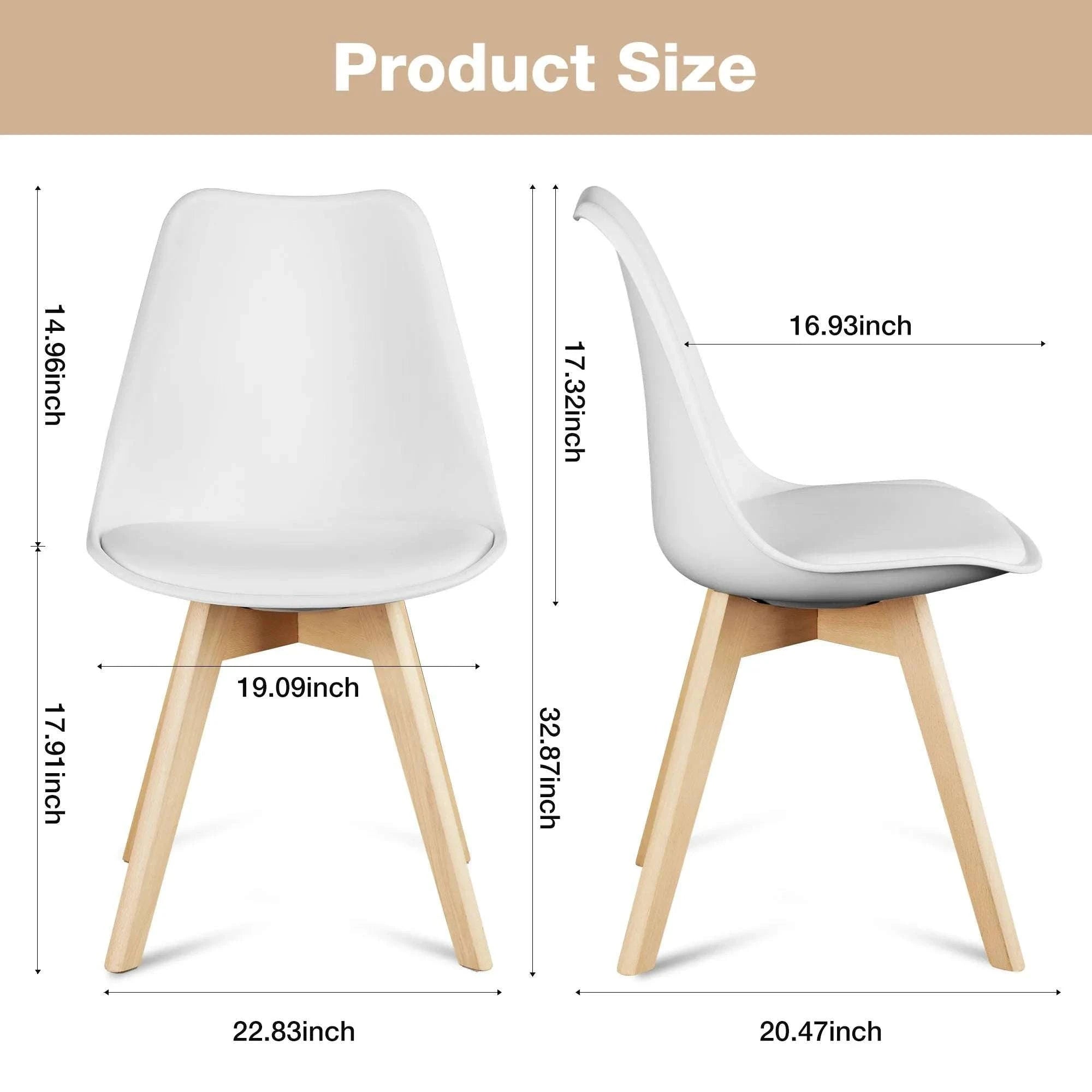 PU Leather Dining Chairs Set of 4 with Wooden Legs for Home-BLACK / United States