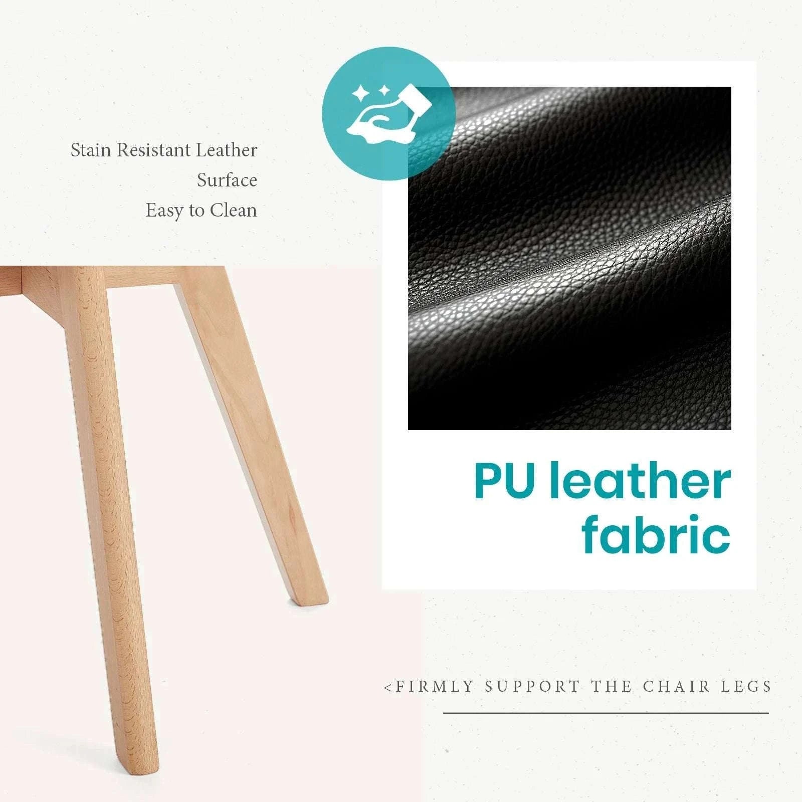 PU Leather Dining Chairs Set of 4 with Wooden Legs for Home-BLACK / United States