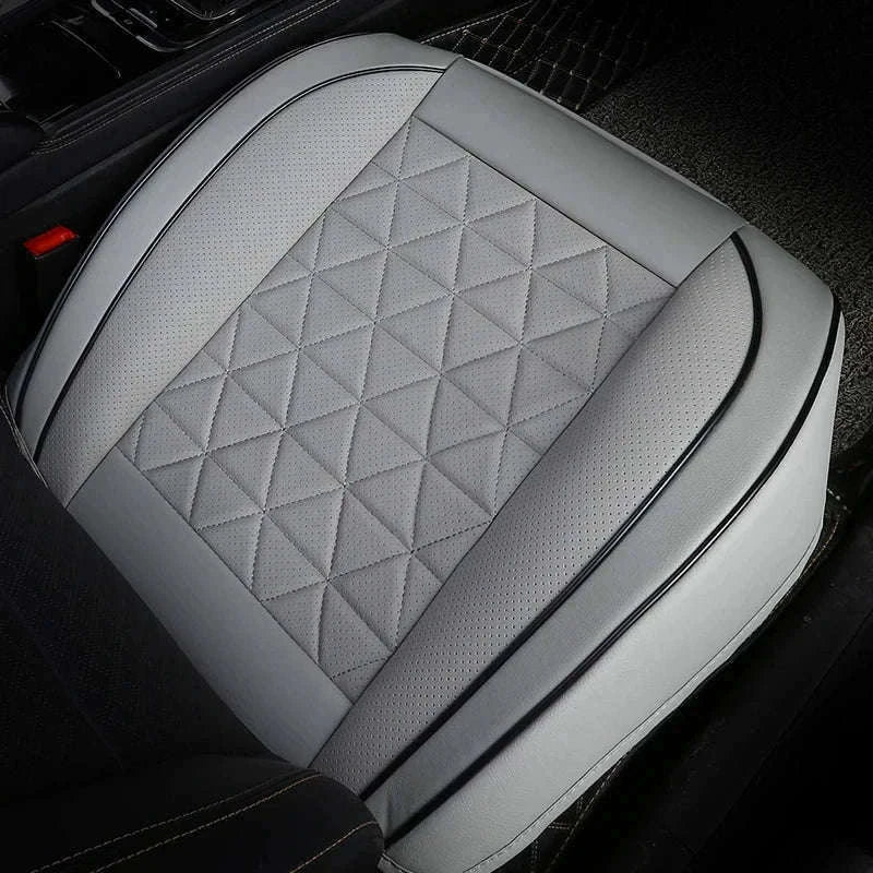 PU Leather Front Car Seat Cover with Cushion and Pockets-black 1pc