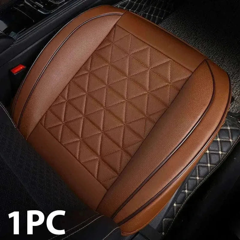 PU Leather Front Car Seat Cover with Cushion and Pockets-black 1pc
