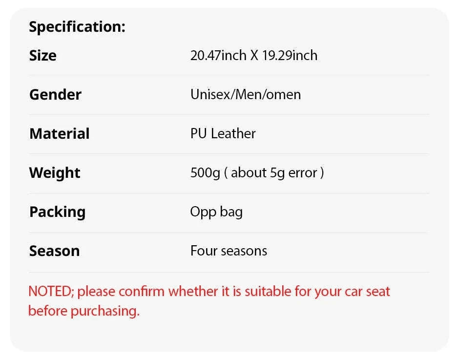 PU Leather Front Car Seat Cover with Cushion and Pockets-black 1pc