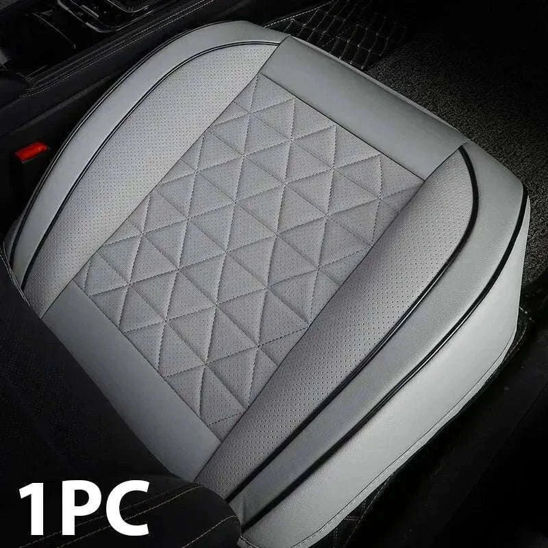 PU Leather Front Car Seat Cover with Cushion and Pockets-black 1pc