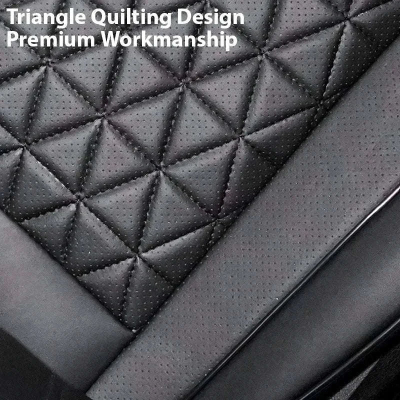 PU Leather Front Car Seat Cover with Cushion and Pockets-black 1pc