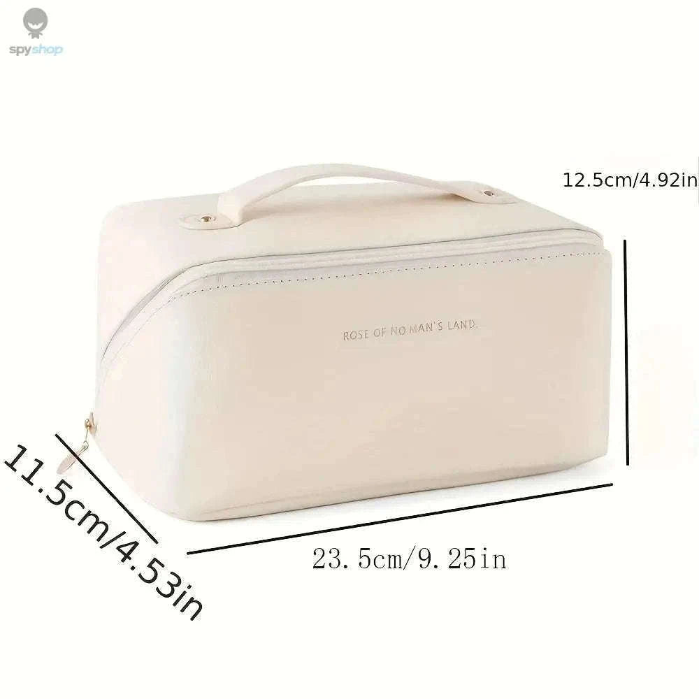 PU Leather Makeup Organizer Bag with Compartments for Travel-pink