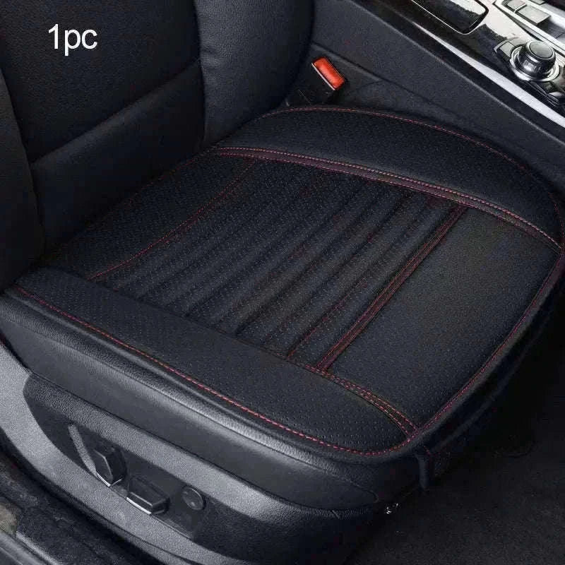 PU Leather Universal Anti-Slip Waterproof Car Seat Cover-Rear White line 1pc