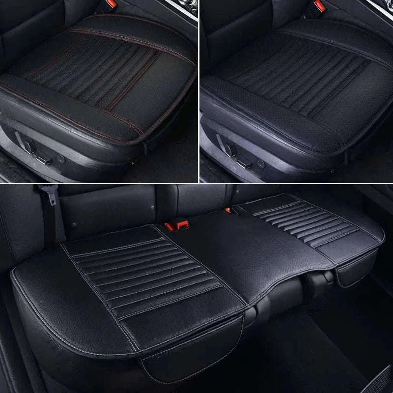 PU Leather Universal Anti-Slip Waterproof Car Seat Cover-Rear White line 1pc
