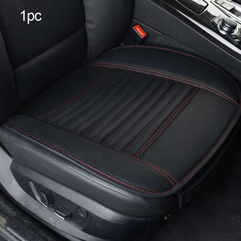 PU Leather Universal Anti-Slip Waterproof Car Seat Cover-Rear White line 1pc