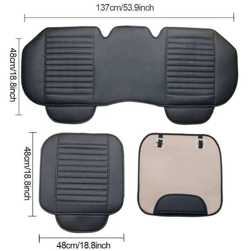 PU Leather Universal Anti-Slip Waterproof Car Seat Cover-Rear White line 1pc