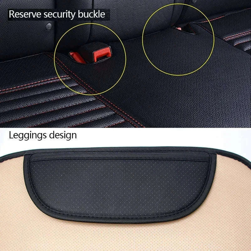 PU Leather Universal Anti-Slip Waterproof Car Seat Cover-Rear White line 1pc