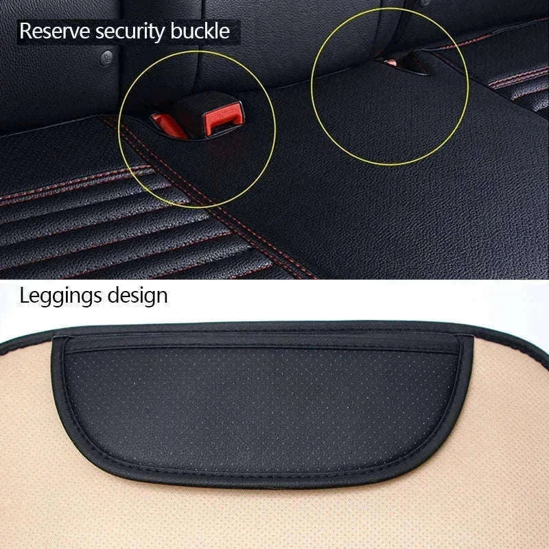 PU Leather Universal Anti-Slip Waterproof Car Seat Cover-Rear White line 1pc