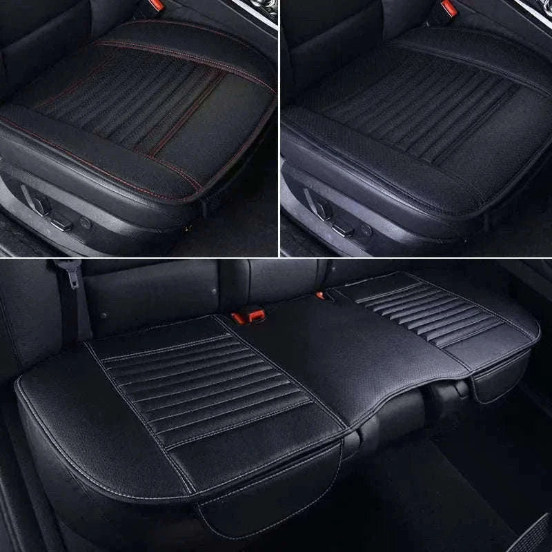 PU Leather Universal Anti-Slip Waterproof Car Seat Cover-Rear White line 1pc