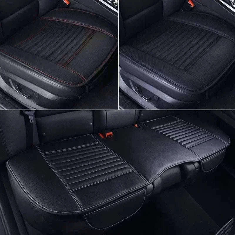 PU Leather Universal Anti-Slip Waterproof Car Seat Cover-Rear White line 1pc