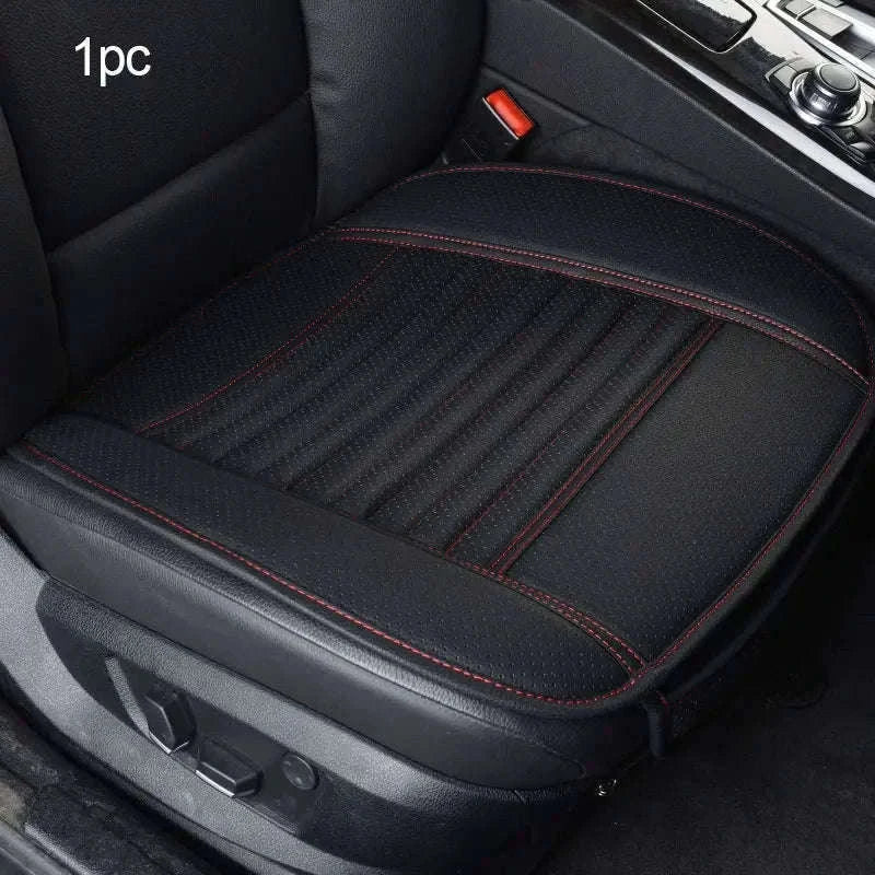 PU Leather Universal Anti-Slip Waterproof Car Seat Cover-Rear White line 1pc