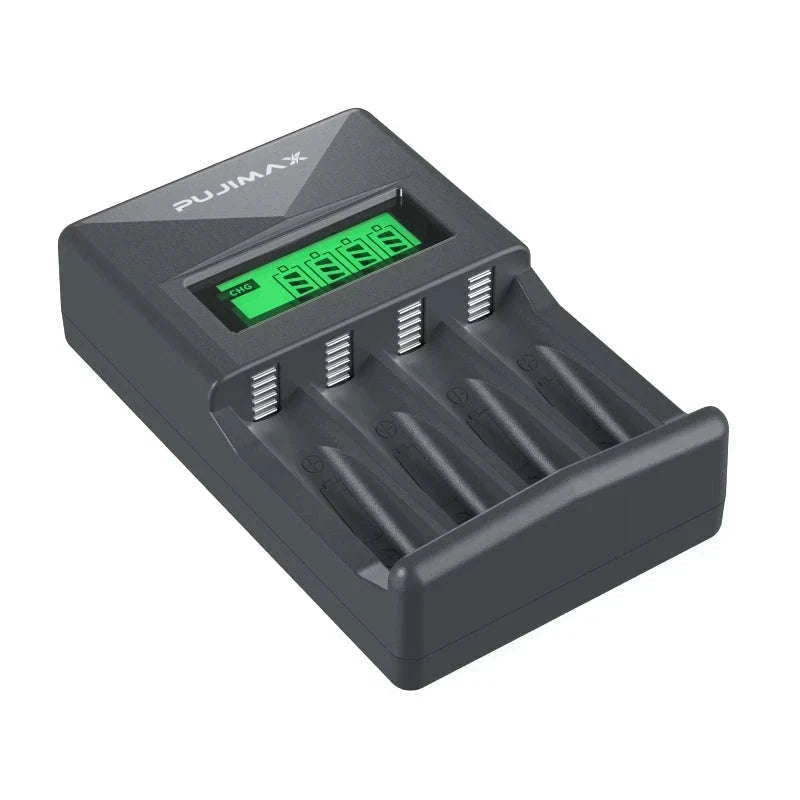 PUJIAMX Smart Battery Charger for AA and AAA Batteries-LCD-007 White / 1.2V / LCD-005|USB Micro