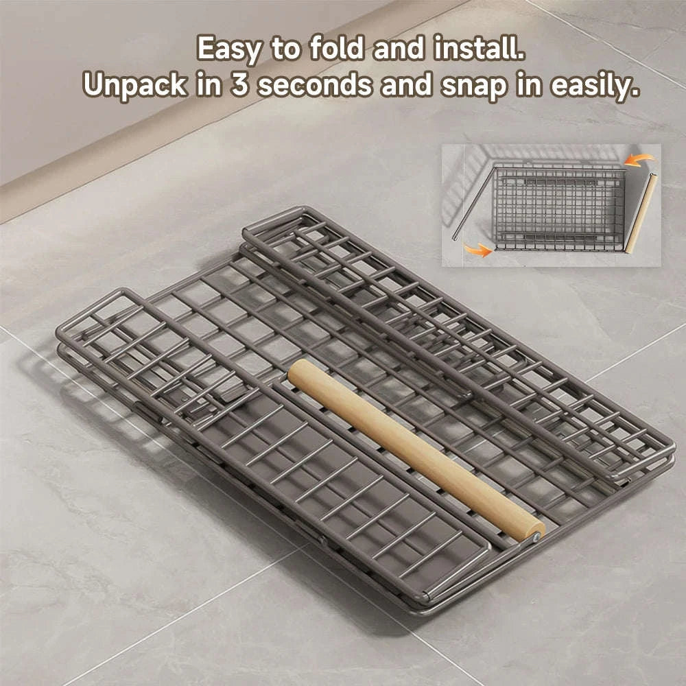 Pull-Out Cabinet Organizer Basket with Adjustable Slide and Wood Handle-L / france