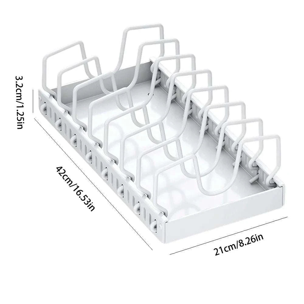 Pull-Out Pots and Pans Organizer with Adjustable Dividers-1 PC / 42*21*3.2CM / france|1-tier