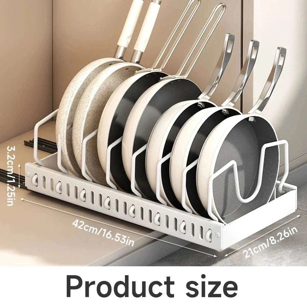 Pull-Out Pots and Pans Organizer with Adjustable Dividers-1 PC / 42*21*3.2CM / france|1-tier