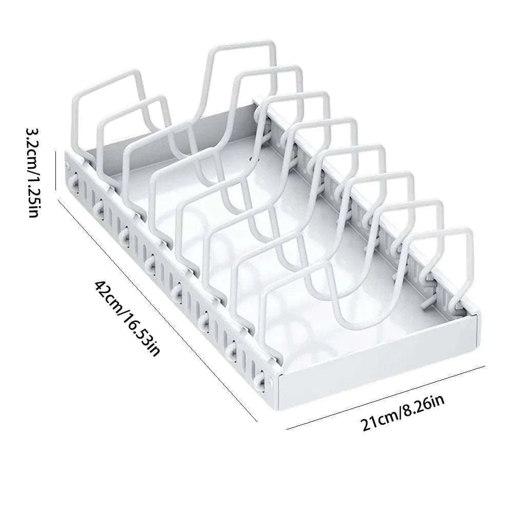 Pull-Out Pots and Pans Organizer with Adjustable Dividers-1 PC / 42*21*3.2CM / france|1-tier