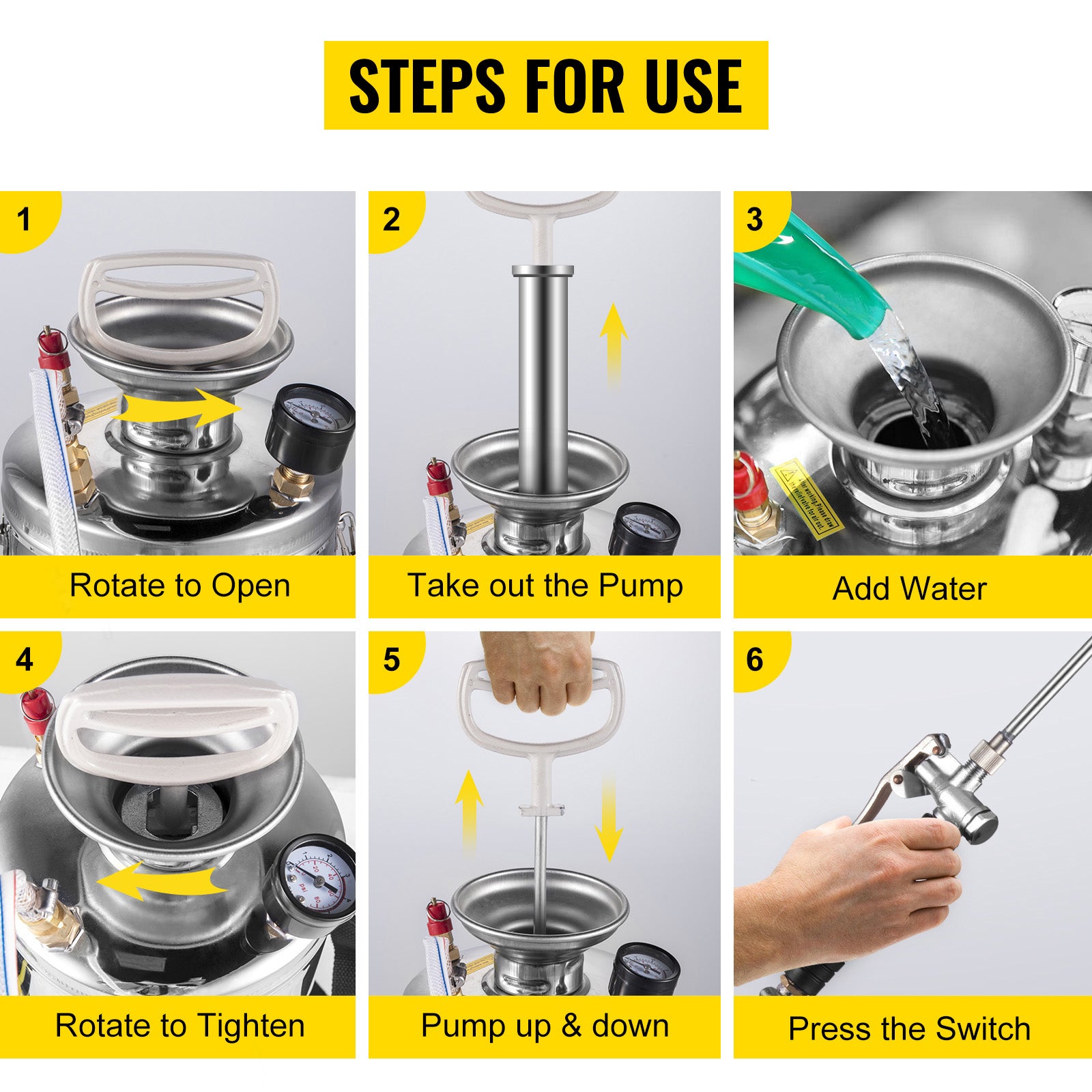 Stainless Steel Hand Pump Sprayer 4–12L Garden & Cleaning Tool
