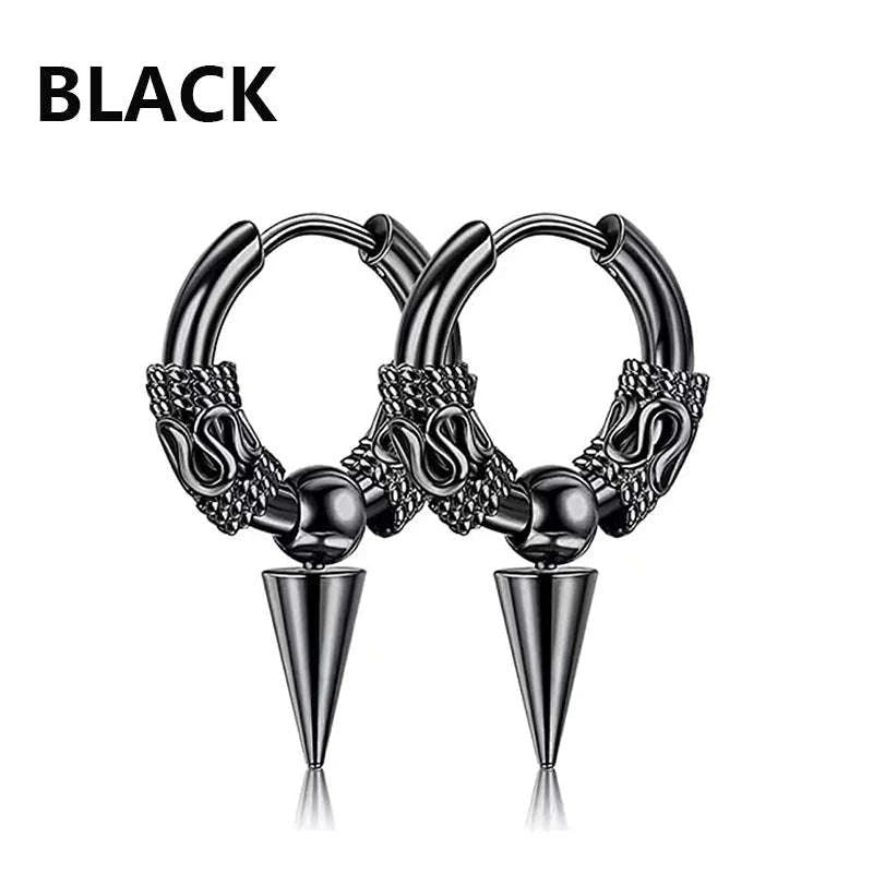 Punk Stainless Steel Stud Earrings in Black-Type12