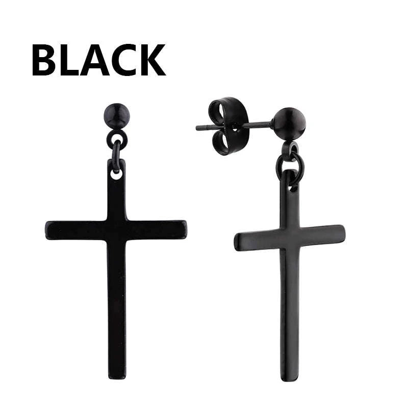 Punk Stainless Steel Stud Earrings in Black-Type12