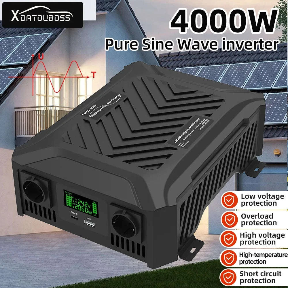 Pure Sine Wave Inverter 12V 24V 1200W 2300W EU-12V 24V to 220V EU / China Mainland