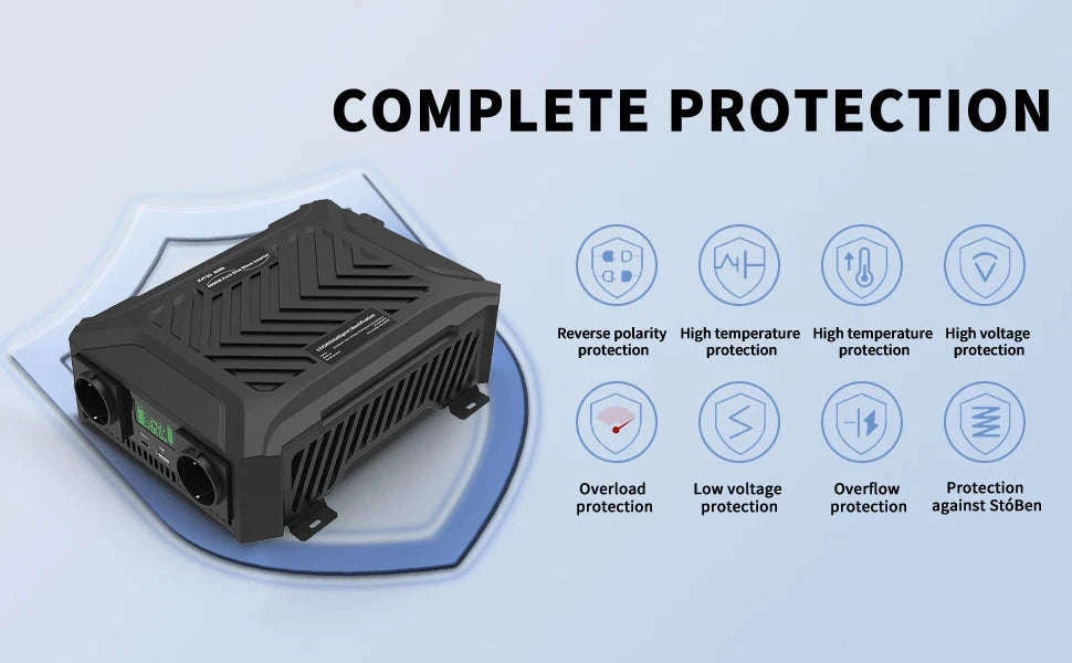 Pure Sine Wave Inverter 12V 24V 1200W 2300W EU-12V 24V to 220V EU / China Mainland