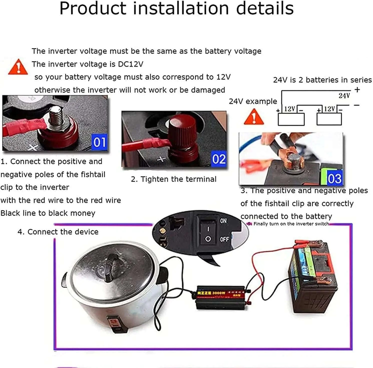 Pure Sine Wave Inverter 12V to 220V 1600W-3000W-1600W 12V 50HZ