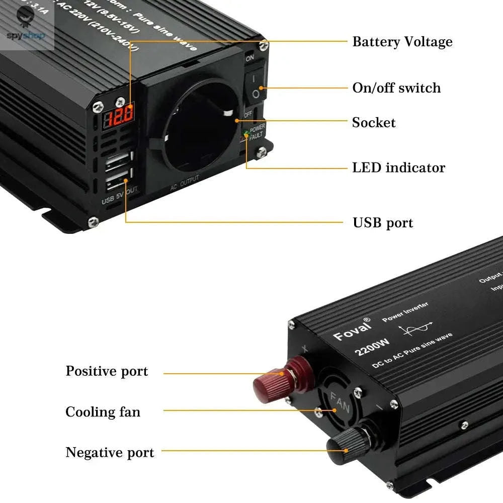 Pure Sine Wave Inverter 1500W DC 12V to AC 220V Converter-3000W Universal 50Hz