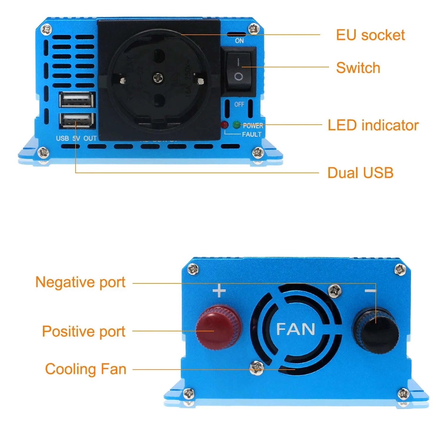 Pure Sine Wave Inverter 2000W 12V/24V to 220V/240V-12V 2000W EU / Poland