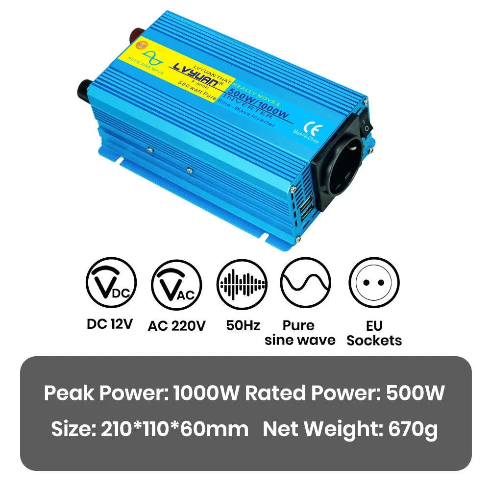 Pure Sine Wave Inverter 2000W 12V/24V to 220V/240V-12V 2000W EU / Poland