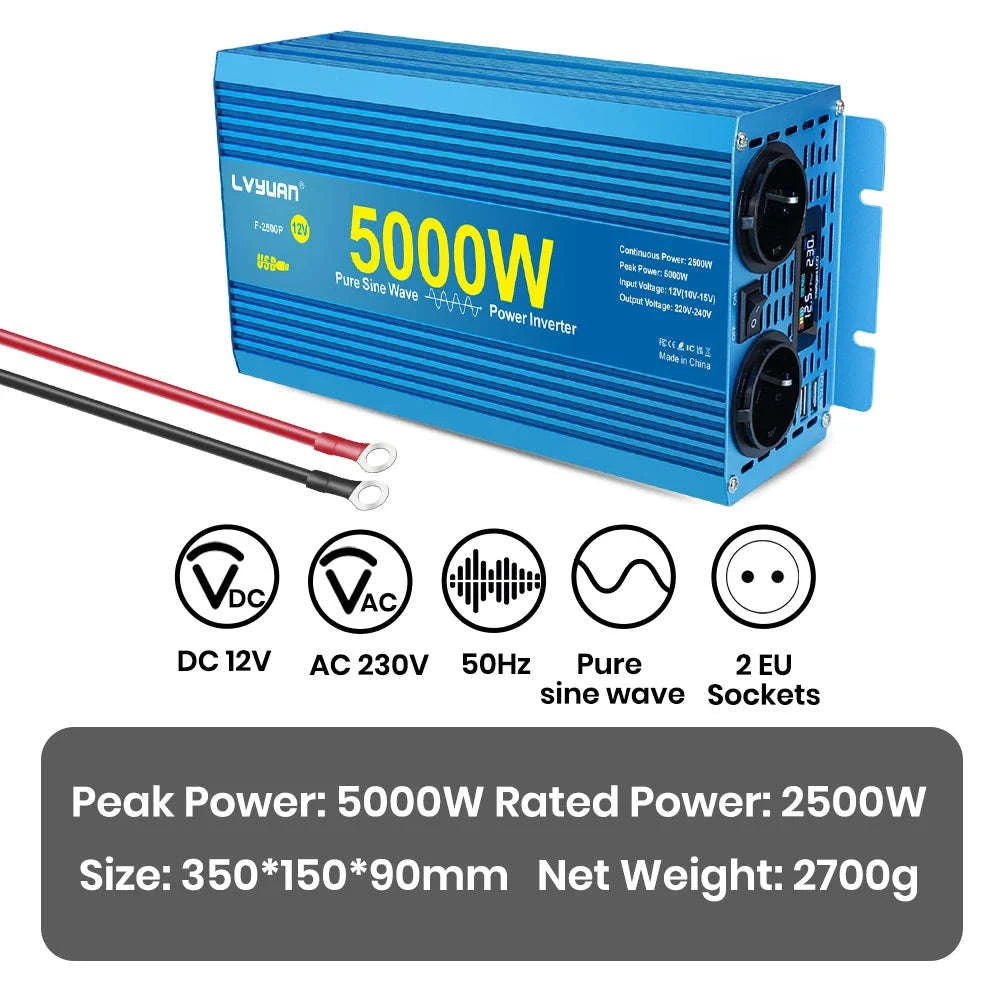 Pure Sine Wave Inverter 2000W 12V/24V to 220V/240V-12V 2000W EU / Poland