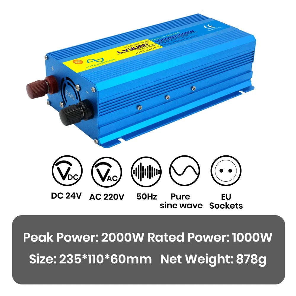 Pure Sine Wave Inverter 2000W 12V/24V to 220V/240V-12V 2000W EU / Poland