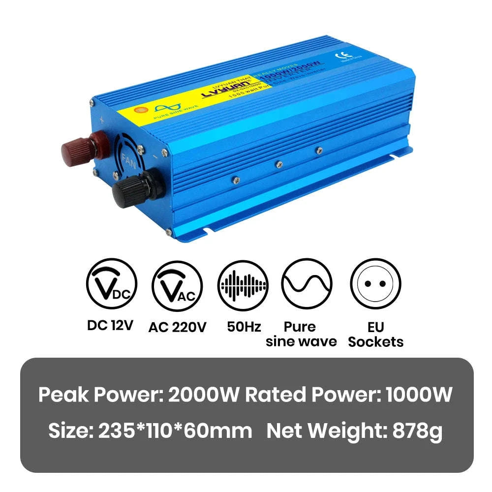Pure Sine Wave Inverter 2000W 12V/24V to 220V/240V-12V 2000W EU / Poland