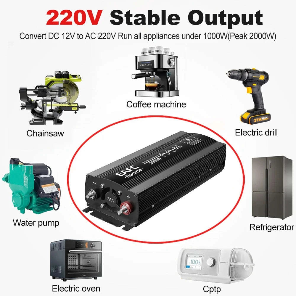 Pure Sine Wave Inverter 2000W 12V to 220V EU Socket-4000W / Poland