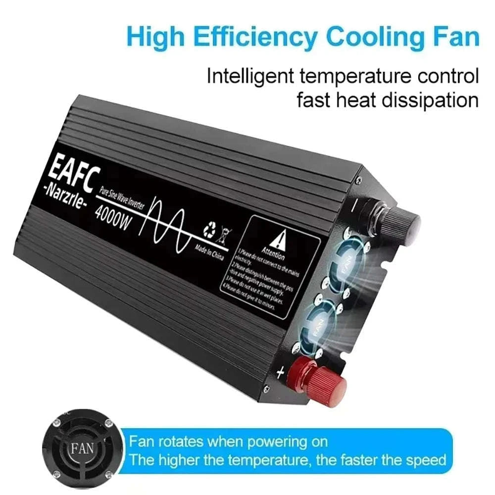Pure Sine Wave Inverter 2000W 12V to 220V EU Socket-4000W / Poland