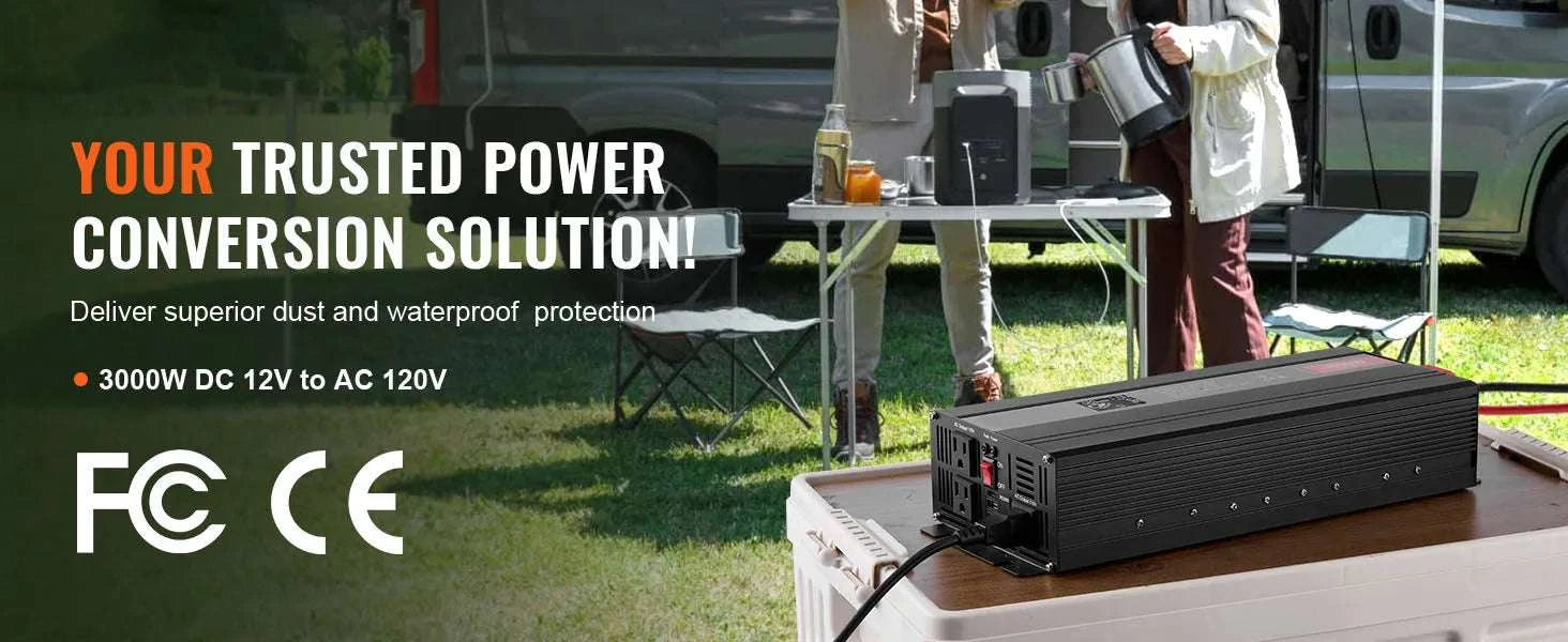 Pure Sine Wave Power Inverter 1000W–3000W with Remote & USB Ports-1000W AC 120V / United States