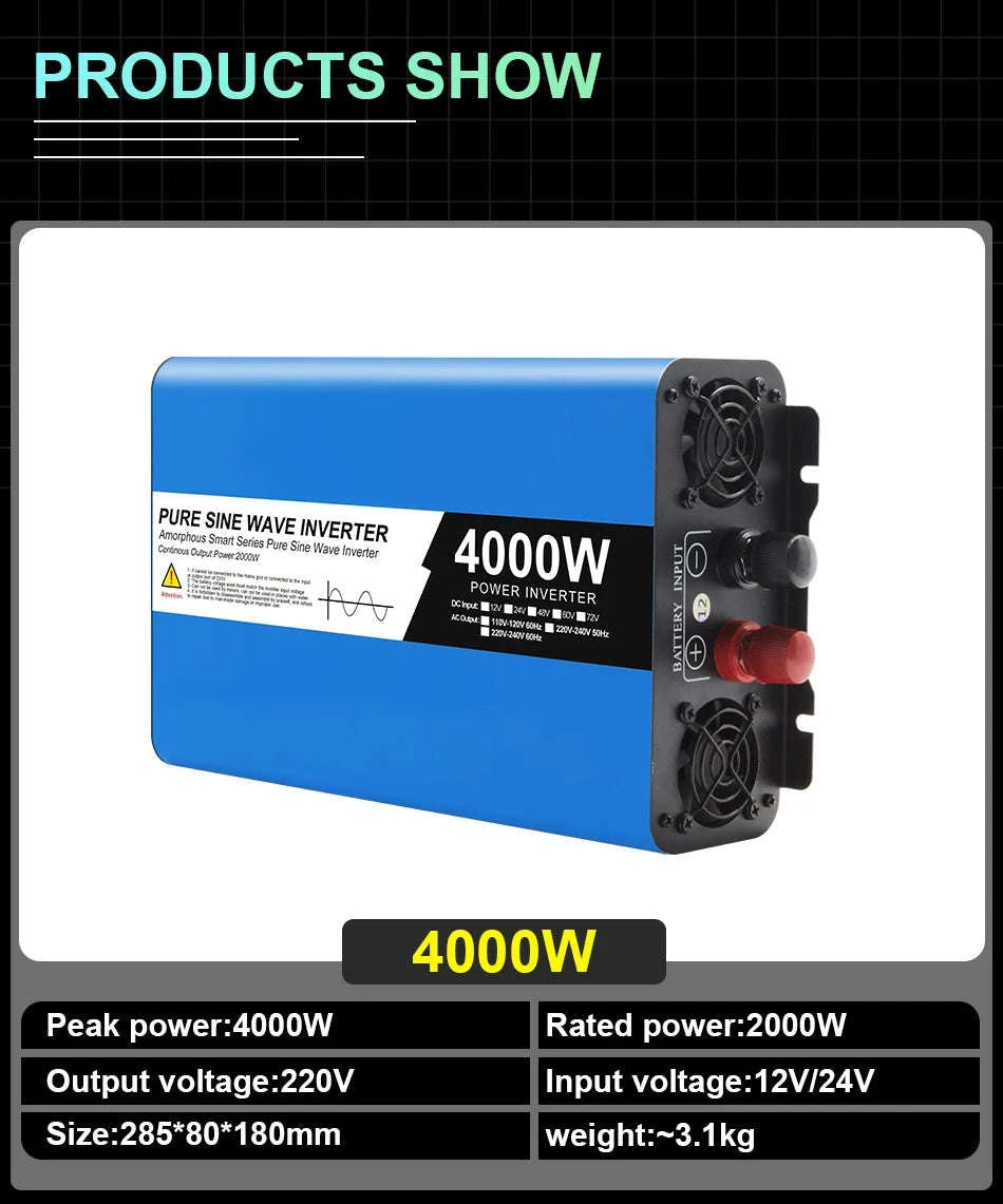 Pure Sine Wave Power Inverter 12V/24V to 220V-5000W-12V / Poland
