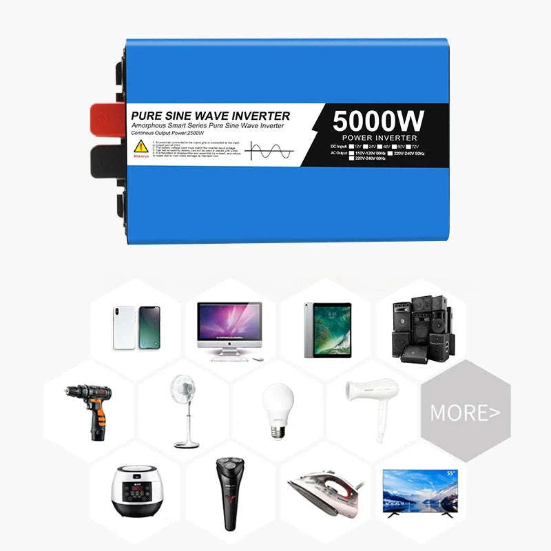 Pure Sine Wave Power Inverter 12V/24V to 220V-5000W-12V / Poland