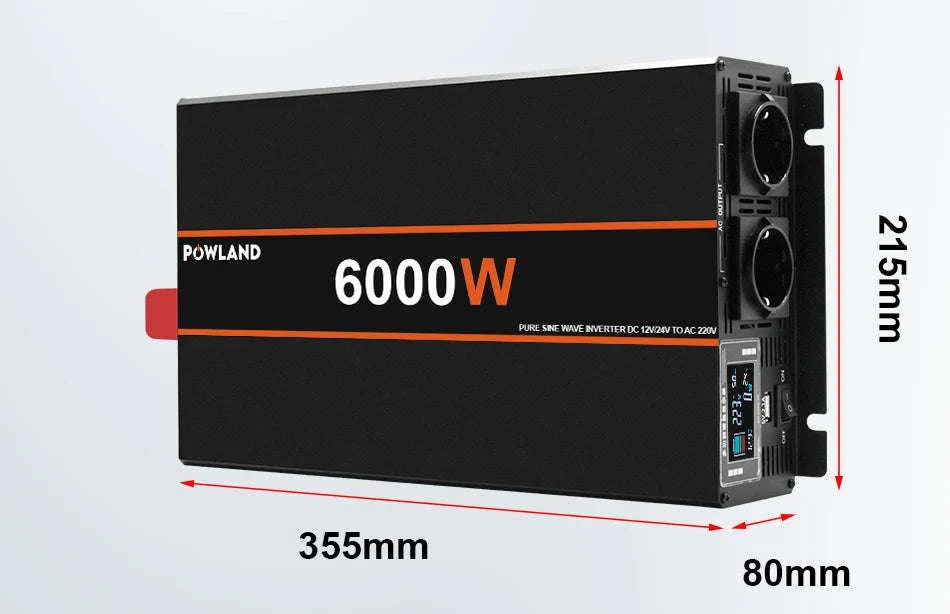 Pure Sine Wave Power Inverter 12V/24V to 220V with Remote Control-12V 3000W EU / Poland