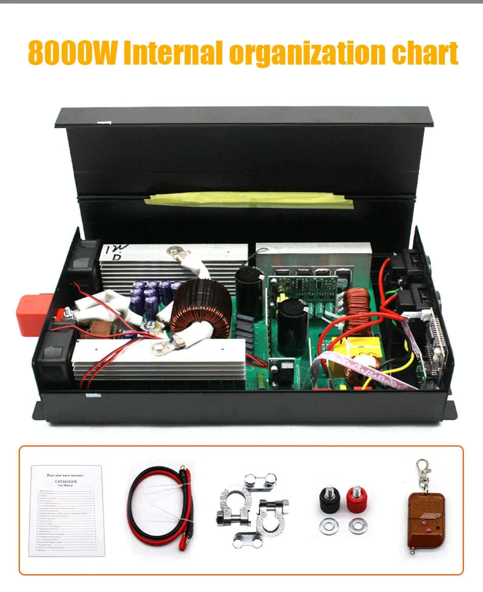 Pure Sine Wave Power Inverter 12V/24V to 220V with Remote Control-12V 3000W EU / Poland
